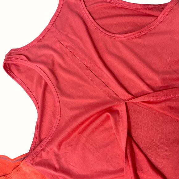 Set Of 2 Womens Activewear Racerback Tank Tops Large Coral & Bright Orange Light - Picture 5 of 7